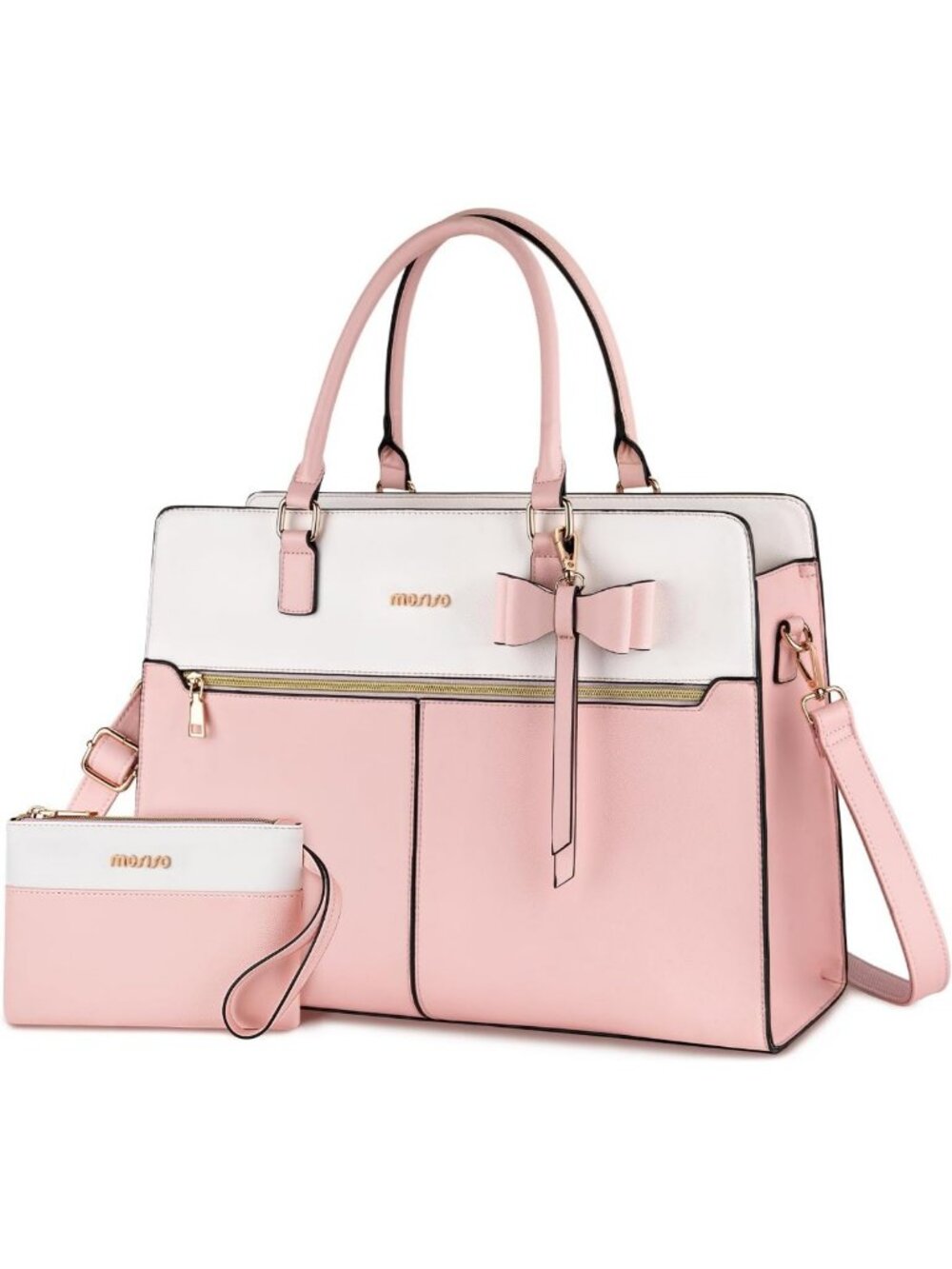 Stylish Waterproof PU Leather Laptop Tote Bag for Women, 15.6 inch Work Bag